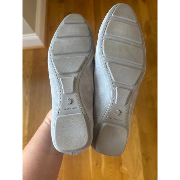 Stuart Weitzman Grey Suede Penny Loafer Neutral Flat Preppy Minimalist 7.5B - Picture 6 of 7